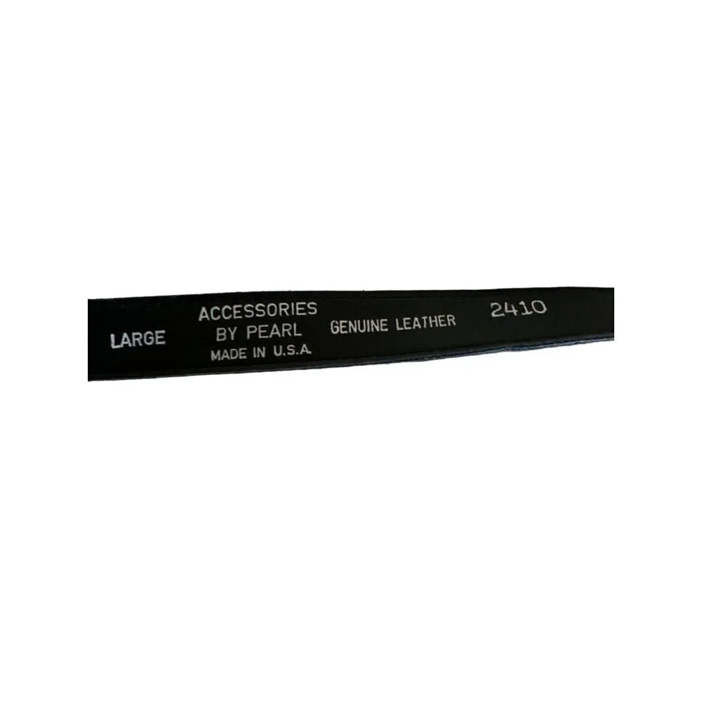 Accessories by Pearl Belt Black Croc Embossed‎ Leather Covered Buckle Slim Large